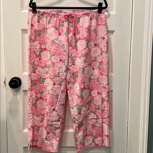 LILLY PULITZER COTTON POPLIN CROPPED PAJAMA PANT, SIZE L, GENTLY WORN.